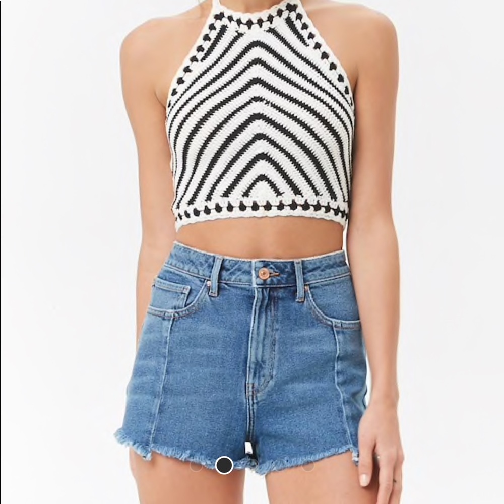 New Forever 21 Crochet Open Knit Halter Top S